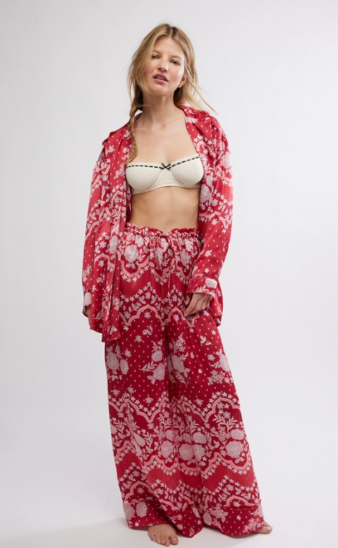Free People Dreamy Days Pajama Set - Cherry Combo