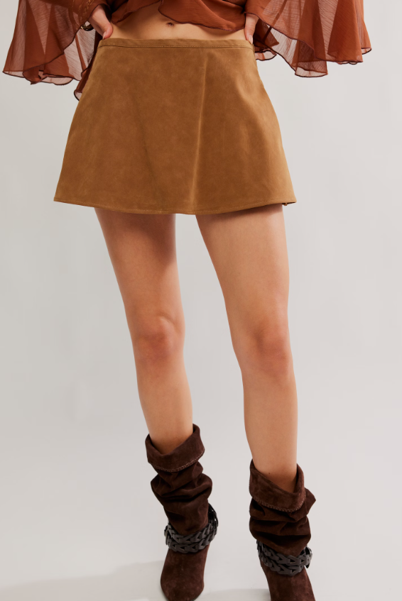 Free People Paradise Found Suede Skort
