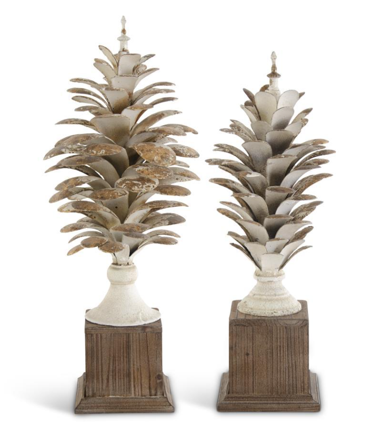 Whitewashed Pinecone Finial