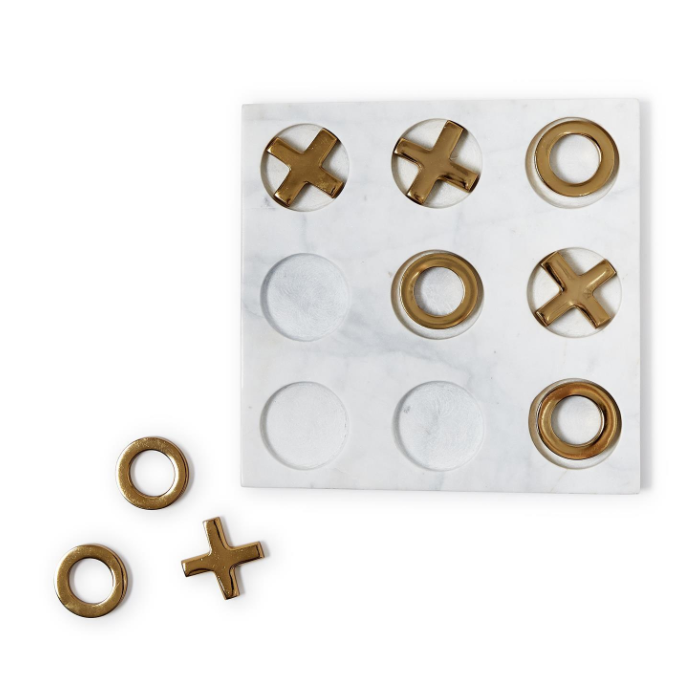 Gold & Marble Tic-Tac-Toe Board