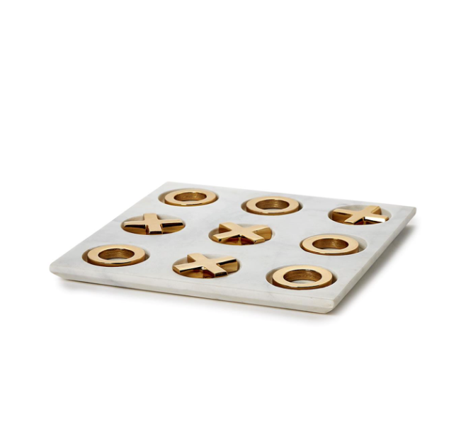 Gold & Marble Tic-Tac-Toe Board