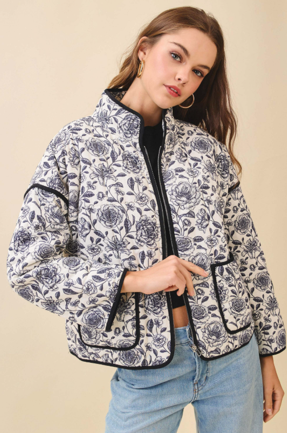Maisy Floral Boxy Quilted Jacket