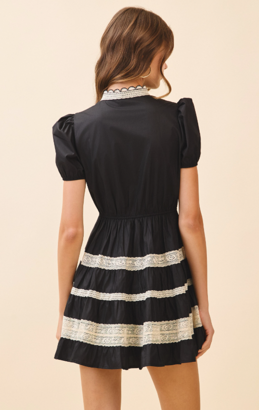 Emiliana Lace Detail Button Down Mini Dress