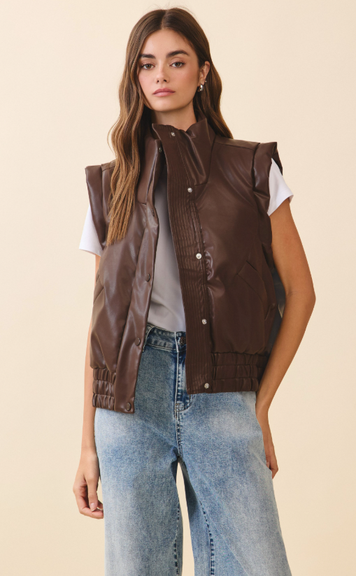 Rylan Vegan Leather Puffer Vest