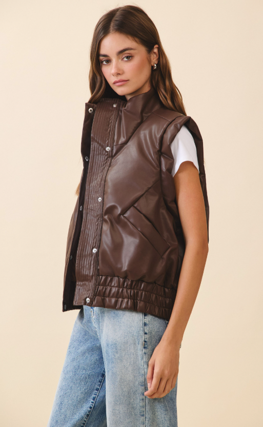 Rylan Vegan Leather Puffer Vest