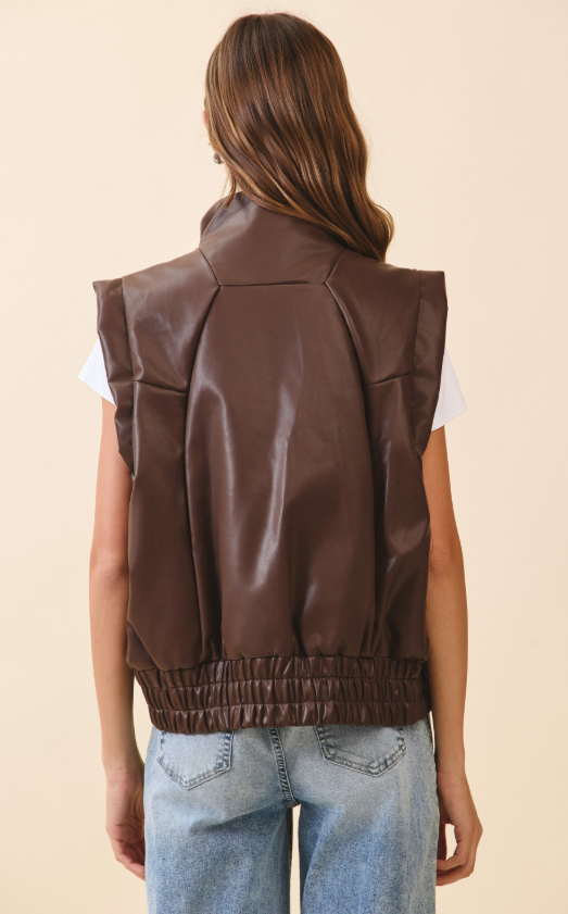 Rylan Vegan Leather Puffer Vest