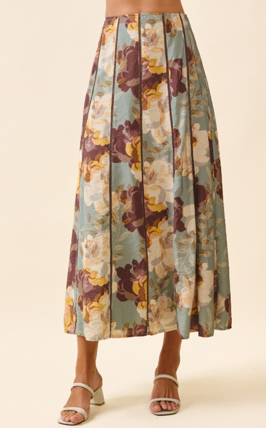 Soleil Floral Print Midi Skirt