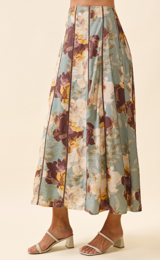 Soleil Floral Print Midi Skirt