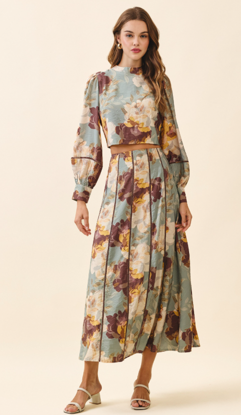 Cleo Floral Mock Neck Top