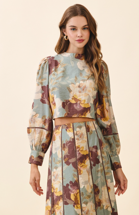 Cleo Floral Mock Neck Top