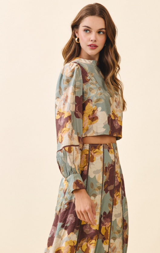 Cleo Floral Mock Neck Top