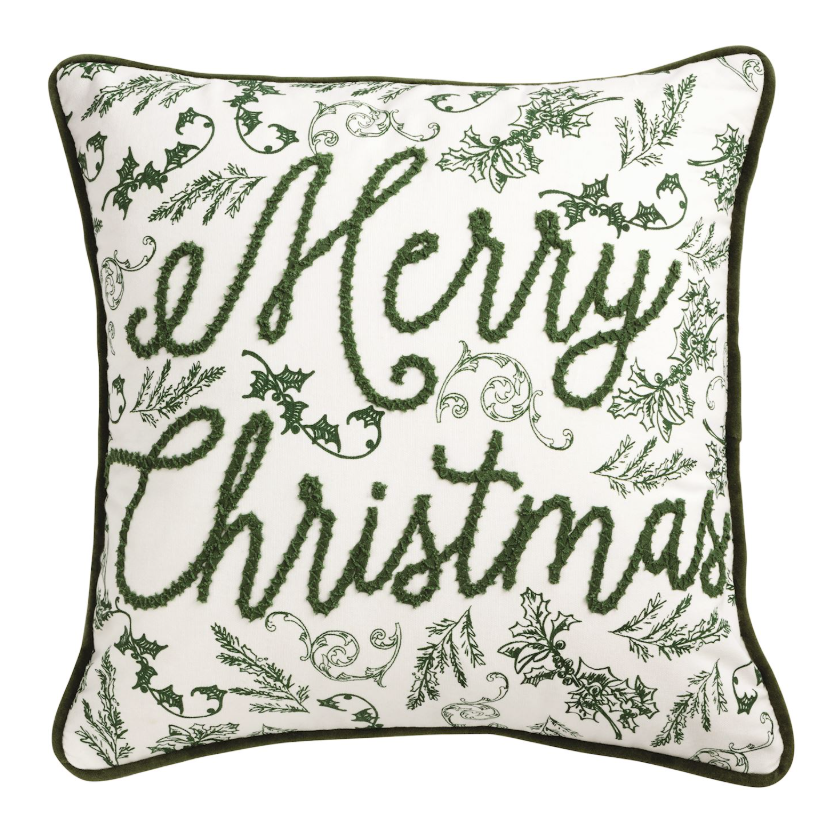 Christmas Green Toile Pillow