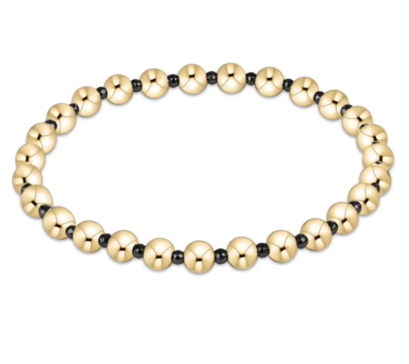 E Newton Faceted Hematite Grateful Pattern 5mm Bead Bracelet