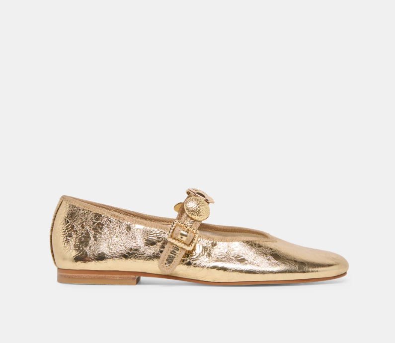 Dolce Vita Relan Ballet Flats - Gold Distressed Leather