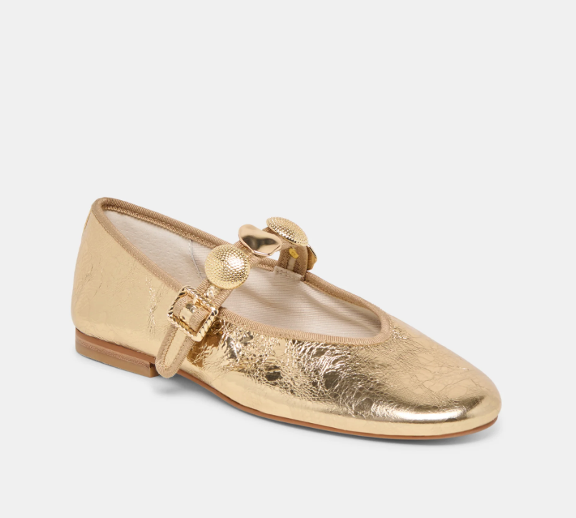 Dolce Vita Relan Ballet Flats - Gold Distressed Leather