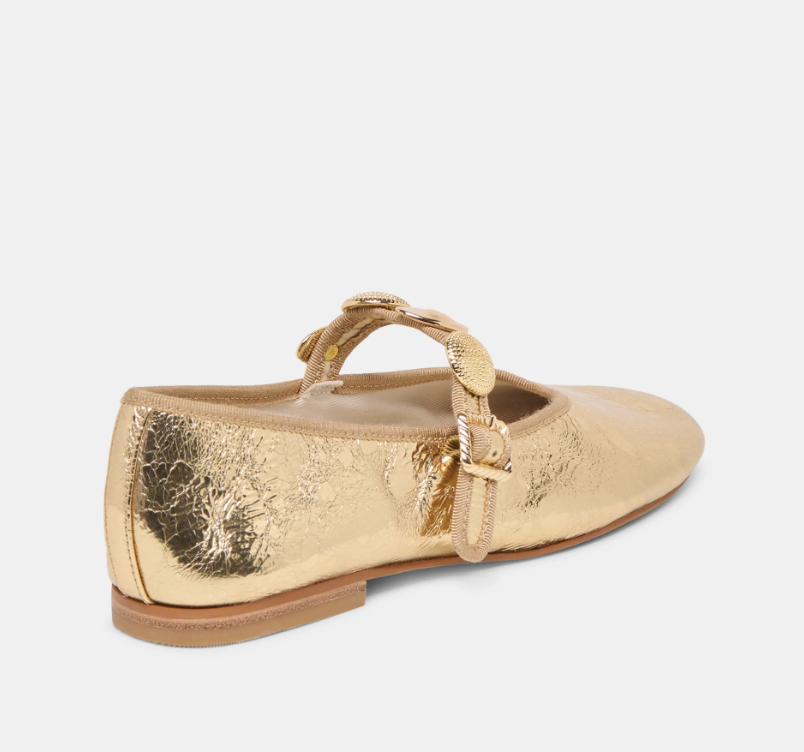 Dolce Vita Relan Ballet Flats - Gold Distressed Leather