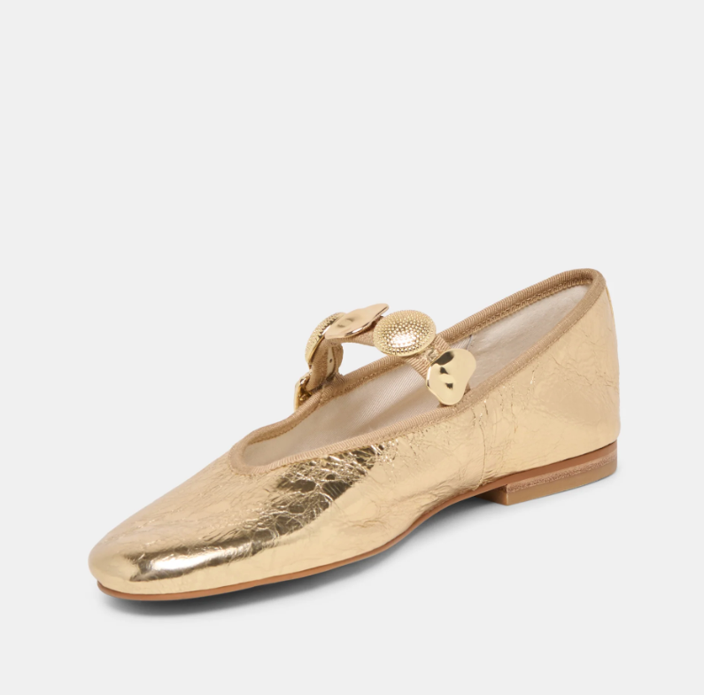 Dolce Vita Relan Ballet Flats - Gold Distressed Leather