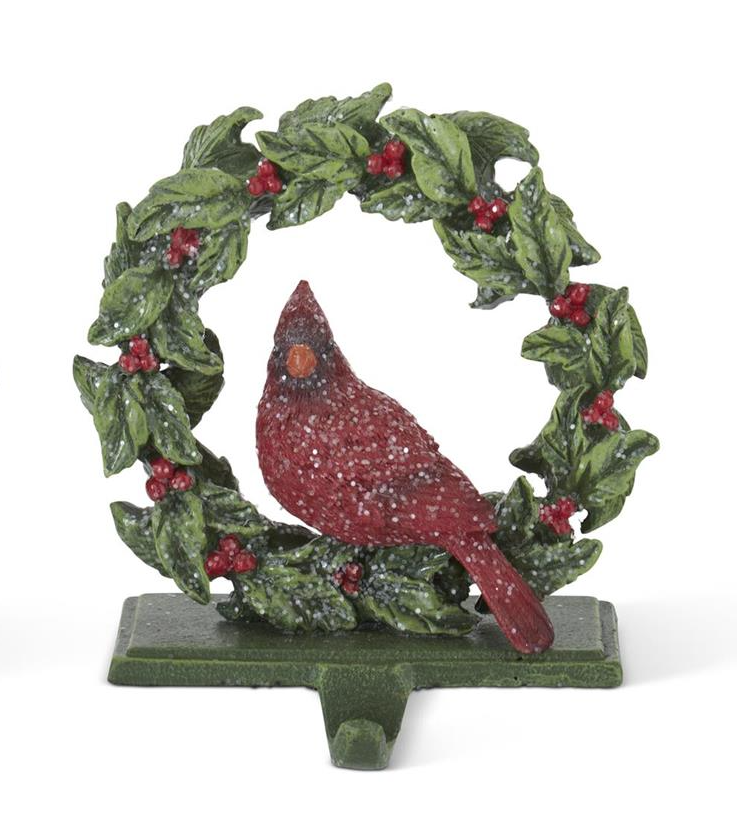 Cardinal & Wreath Stocking Holder
