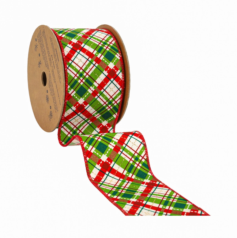 10yds Holiday Plaid Wired Ribbon