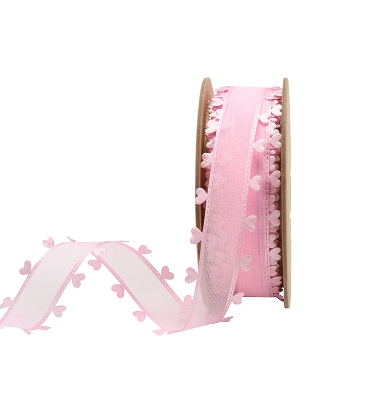 10yds Heart Edged Organza Trim Ribbon