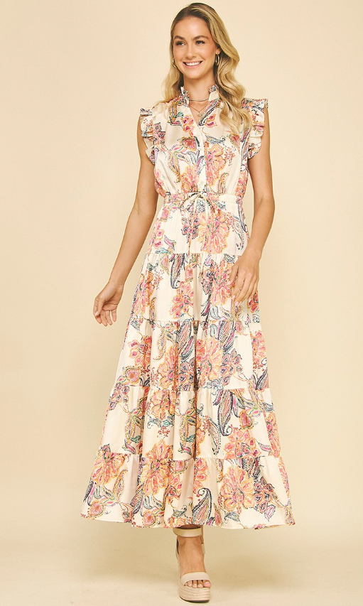Isabella Floral Print Tiered Maxi Dress
