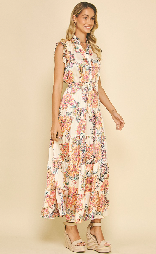 Isabella Floral Print Tiered Maxi Dress