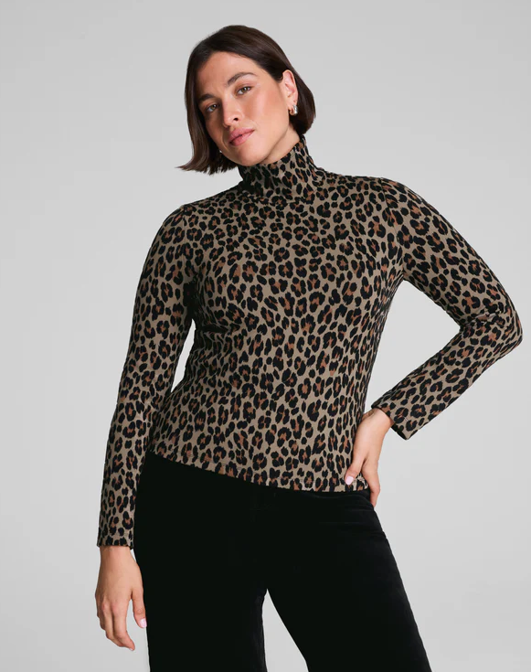 SPANX Ponte Jacquard Turtleneck Long Sleeve Top