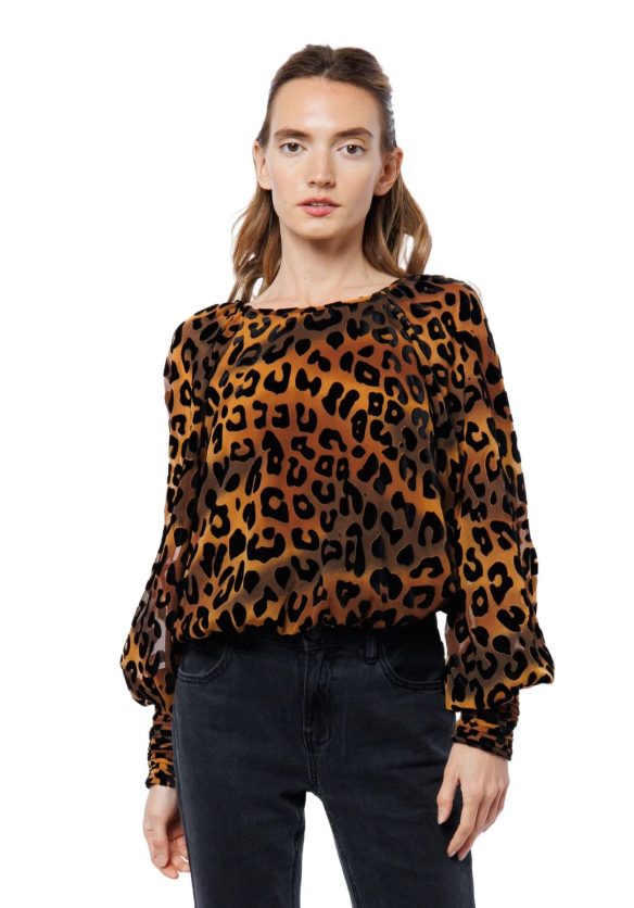 Lenny Leopard Print Bubble Hem Top