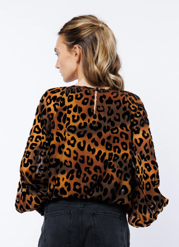 Lenny Leopard Print Bubble Hem Top