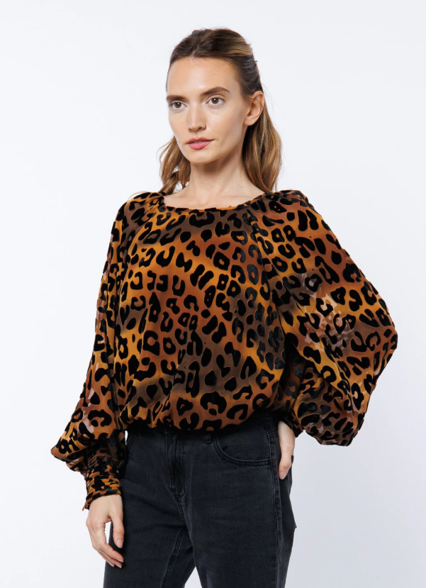 Lenny Leopard Print Bubble Hem Top