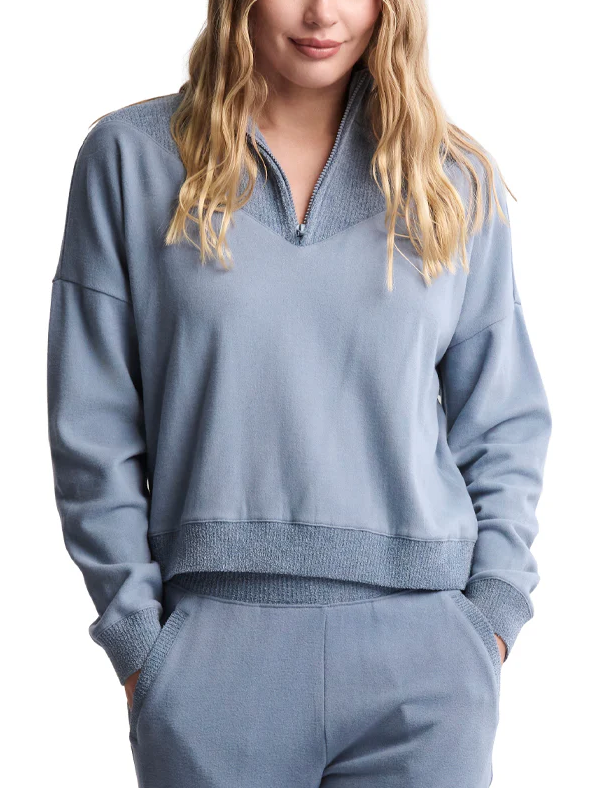 Barefoot Dreams Brushed Fleece Pullover with Cozy Chic Rib