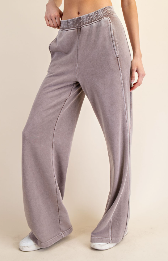 Hayley Washed Terry Wide Leg Pant