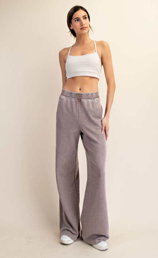 Hayley Washed Terry Wide Leg Pant