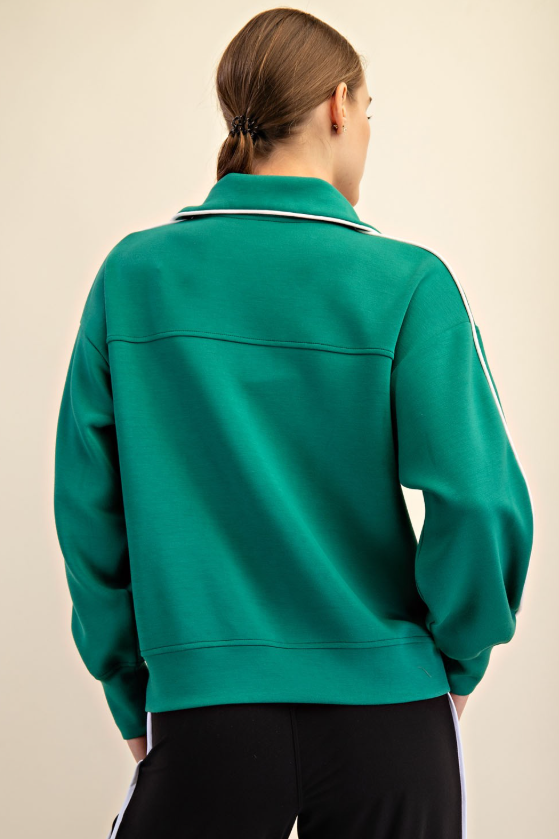 Stephanie Scuba Piping Detail Quarter Zip Pullover