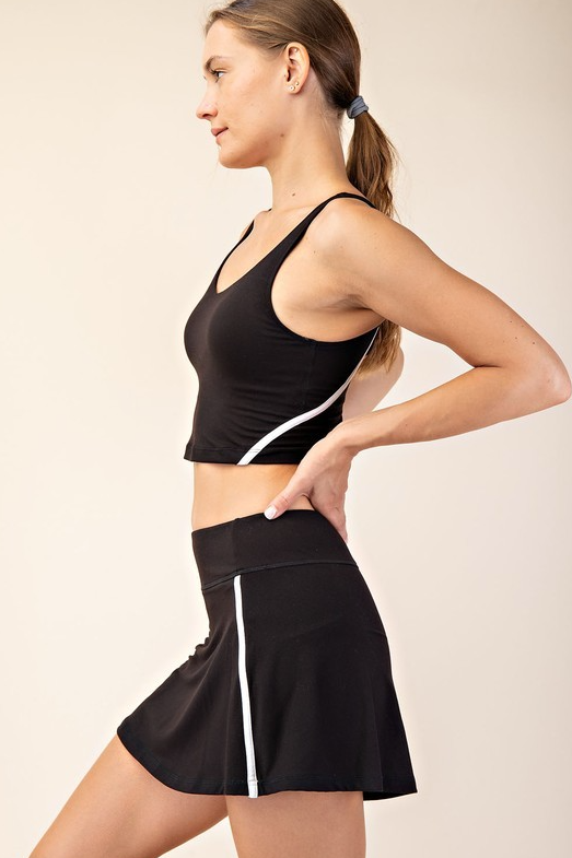 Guilana Butter Soft Stripe Detail Tank