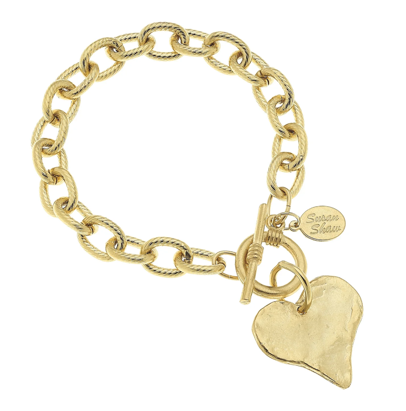 Susan Shaw Gold Heart Toggle Bracelet
