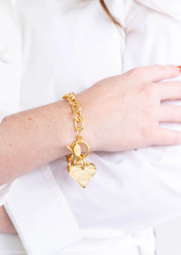 Susan Shaw Gold Heart Toggle Bracelet
