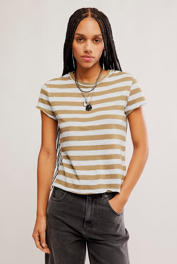 Free People Nora Striped Tee