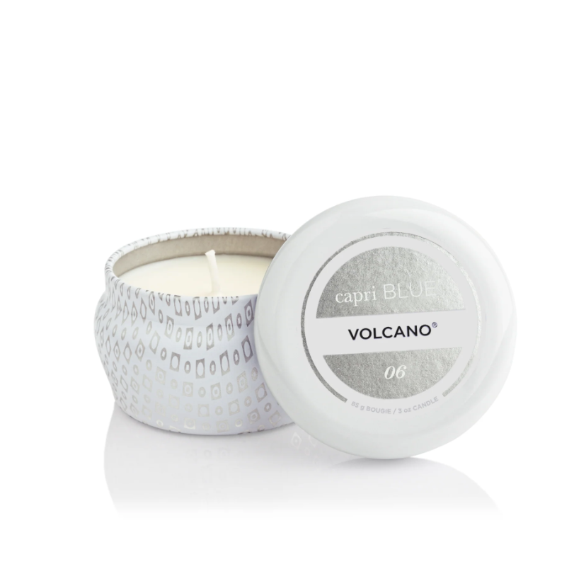 Capri Blue Volcano White Printed Travel Tin Candle