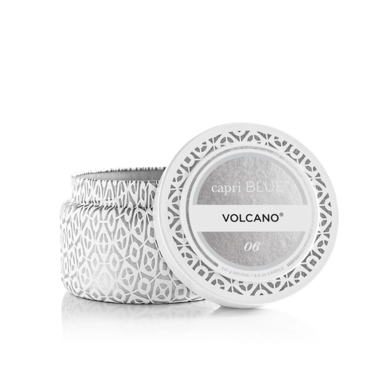 Capri Blue Volcano White Printed Travel Tin Candle