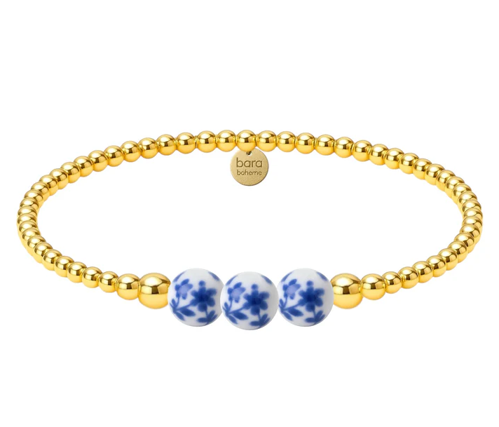 Magnolia Porcelain Beaded Gold Bracelet