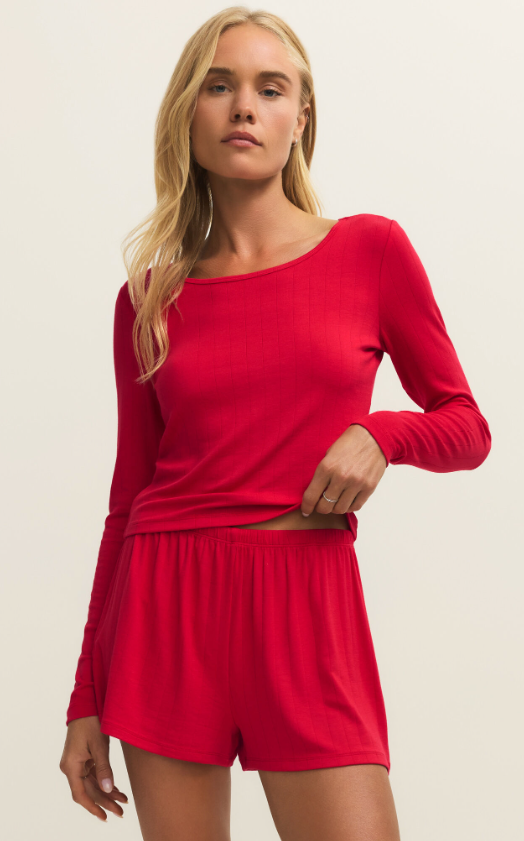 Z Supply Felt Cute Long Sleeve Rib Top