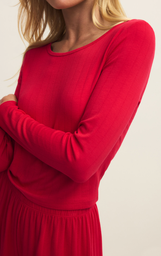 Z Supply Felt Cute Long Sleeve Rib Top