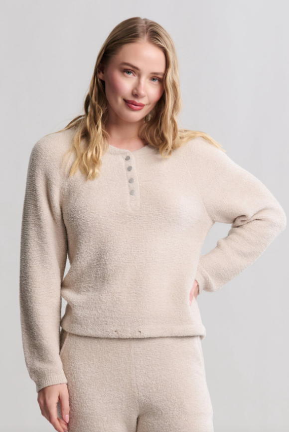 Barefoot Dreams CozyChic Lite Textured Raglan Henley