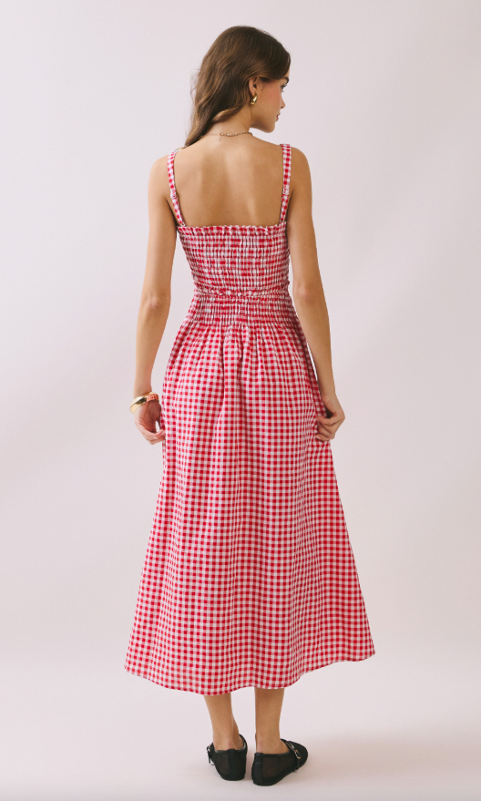 Aurelia Gingham Smocked Midi Dress