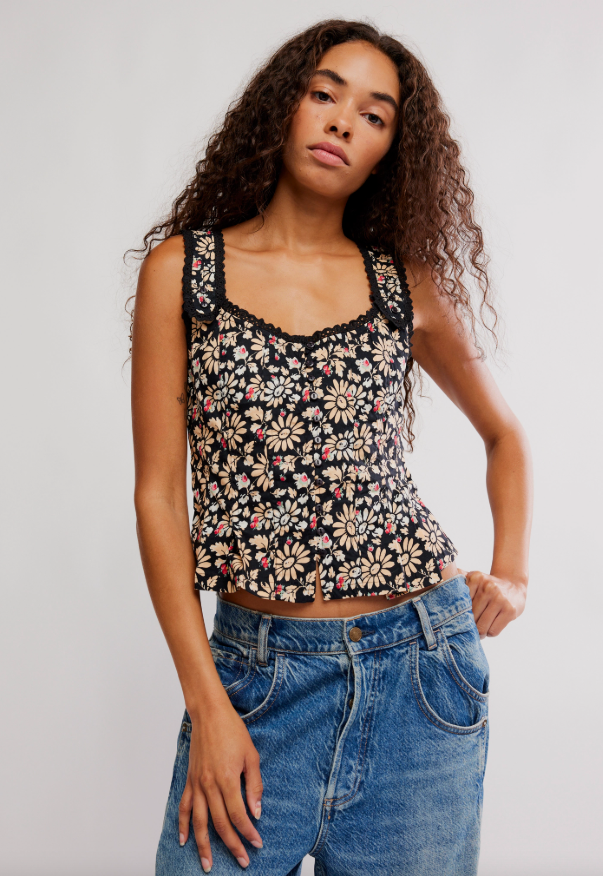 Free People Bridgette Corset Printed Top