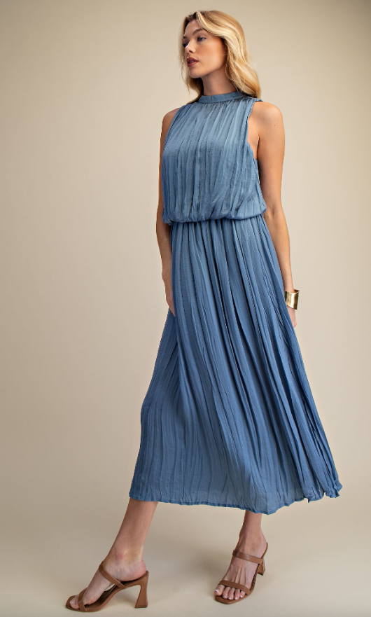 Kadence Pleated Sleeveless Midi Dress