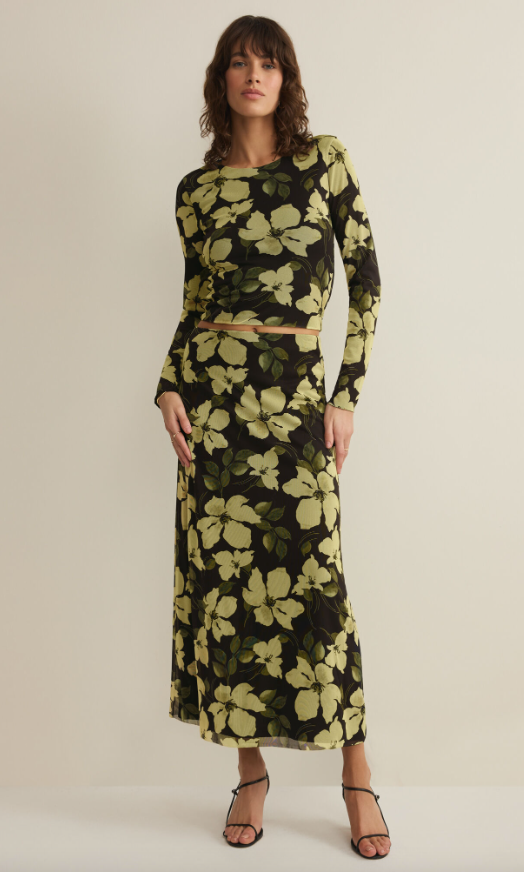 Z Supply Eda Ren Floral Mesh Maxi Skirt