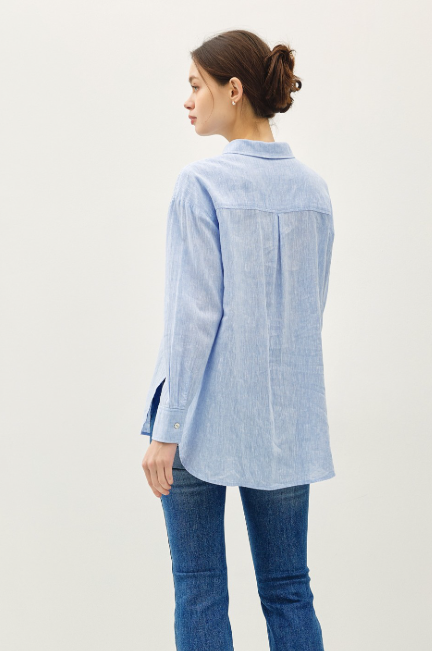 Carli Chambray Linen Button Up Shirt