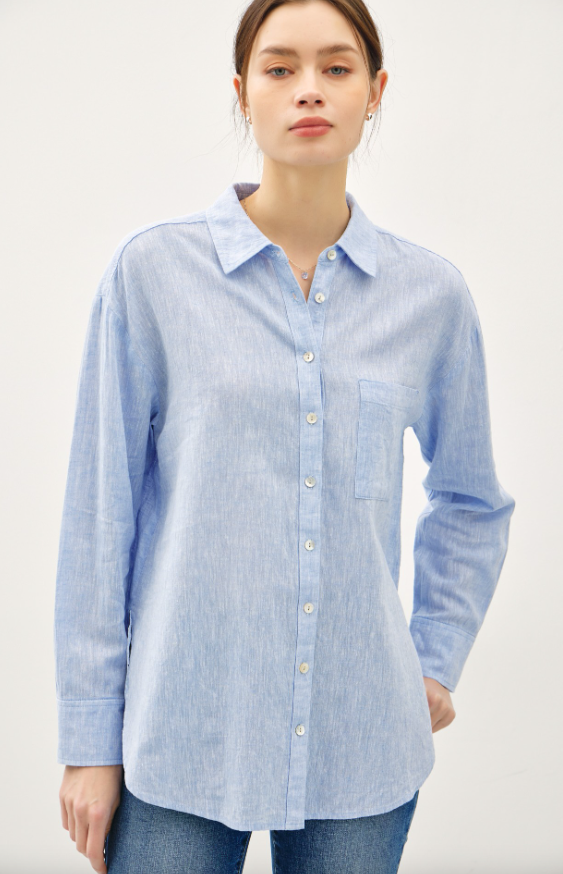 Carli Chambray Linen Button Up Shirt